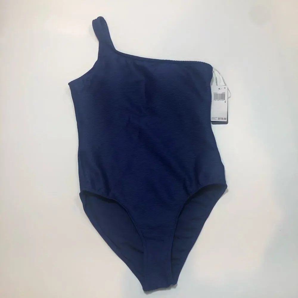 Rachel Roy Navy one Shoulder One Piece Swimsuit
